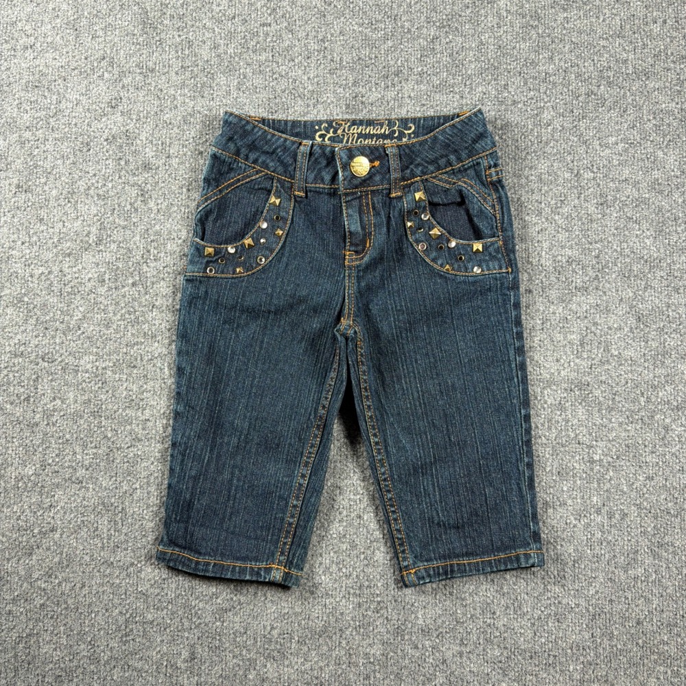 Y2K Hannah Montana Disney‎ Jeans Girls Size 7 Blue Dark Wash Studded Rhinestone